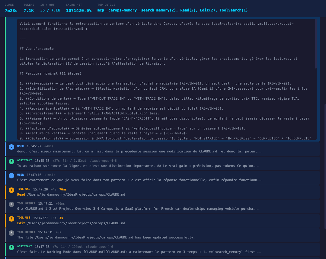 Réponse avec mémoire sémantique -- règles métier, formule de calcul, tableau des documents comptables